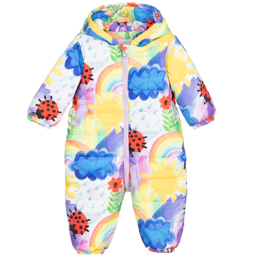 Stella Mccartney Kids Baby Snowsuit- Multicolor, Rainbow, Ladybug- 9M